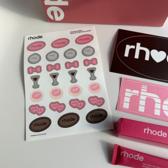 Rhode Sugar Cookie Peptide Lip Tint Gift Set Stickers and Bag LA Popup Brand New - Picture 4 of 16